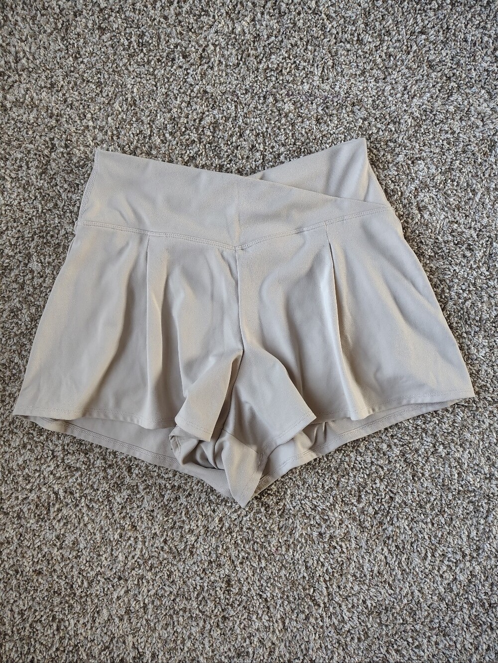 High-Waist Beige Women's Skort-Style Shorts - Size S